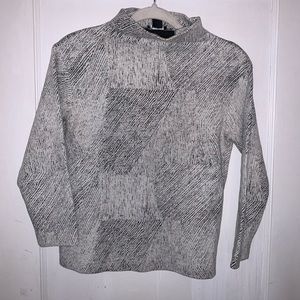 Theory Mock Neck Black and White Textured Top